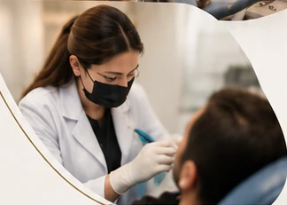 Illustration of a dental consultation from the approved design concept