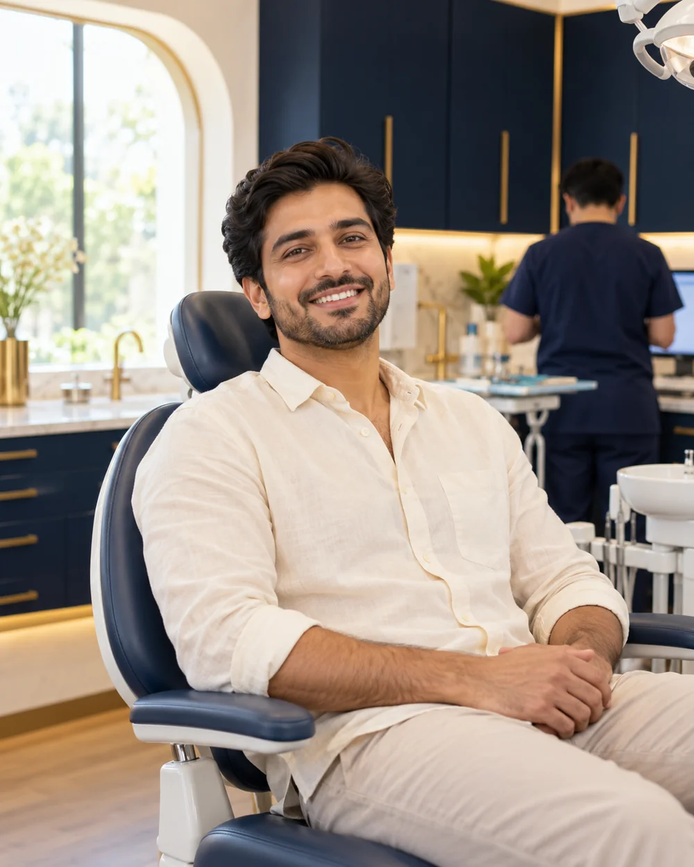 A relaxed smile after a dental consultation — illustrative image